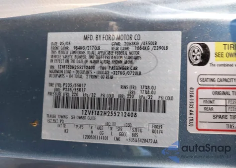 2005 Ford Mustang Gt Deluxe/Gt Premium из США, поврежденный, VIN 1ZVFT82H255212408